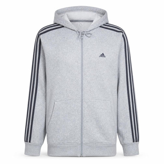 Adidas Men's Grey Full Zip Hooded Sweatshirt XL Sports Fleece