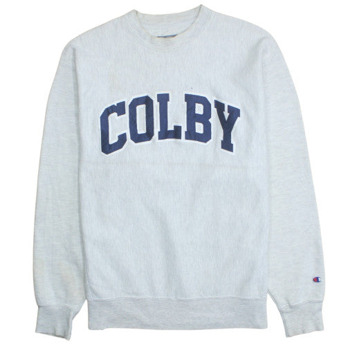 Champion Men's Grey Colby College Crew Neck Sweatshirt M Regular Fit