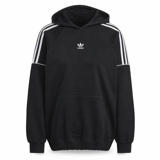 Adidas Womens Black XL Pullover Hoodie with Logo and Stripes