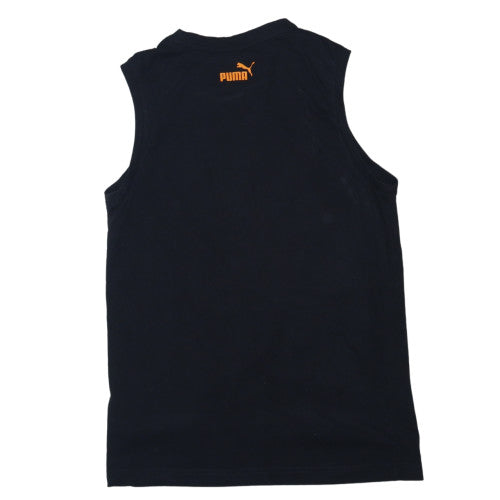 Puma Boys Black Sleeveless Tank Top 16 Years Graphic Sports Tee