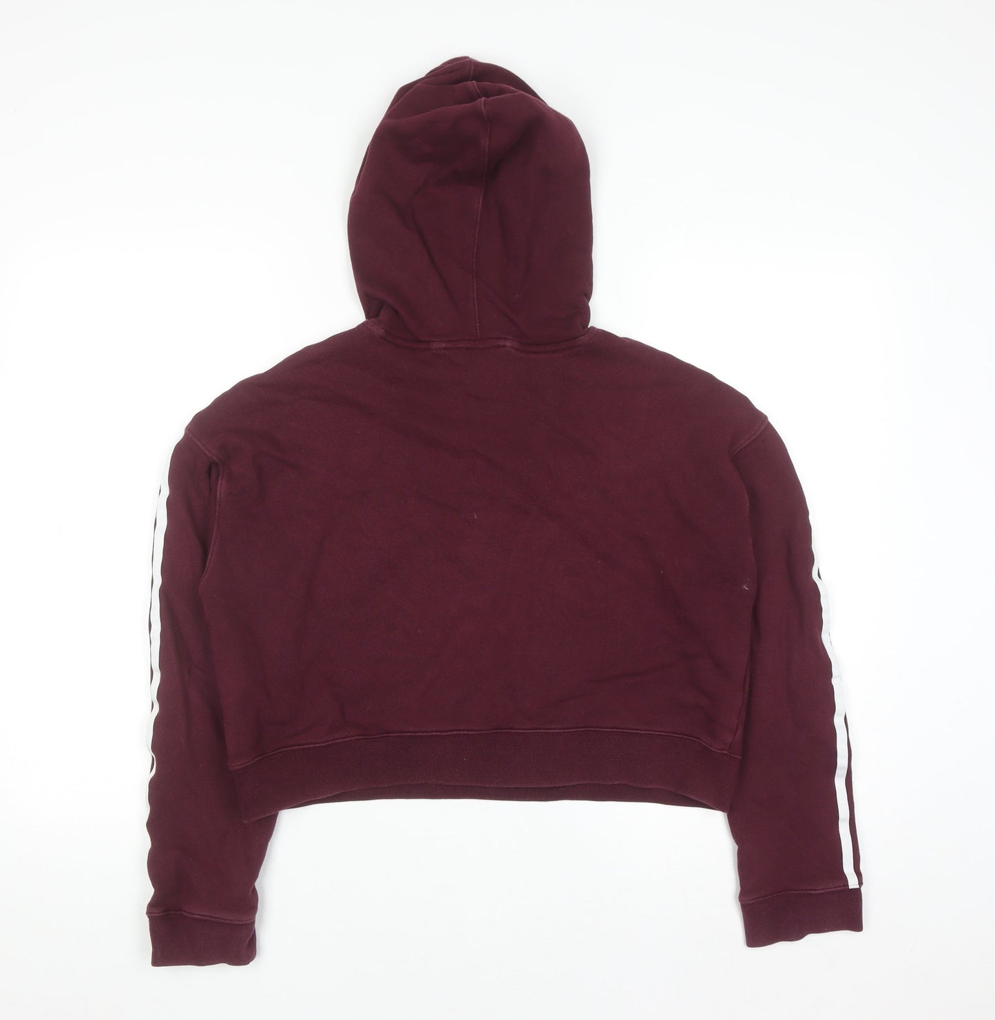 Adidas Womens Burgundy Cropped Hoodie Size 8 Cotton Pullover