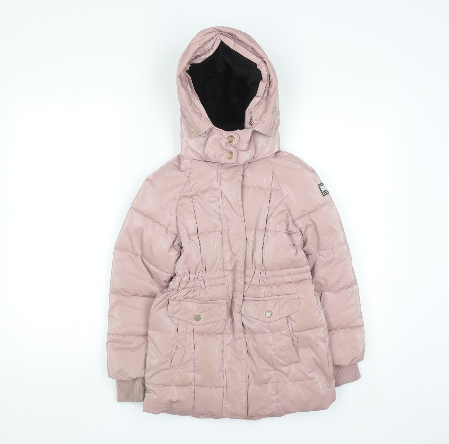 DKNY Girls Pink Hooded Puffer Coat 5-6 Years Winter Lined Jacket