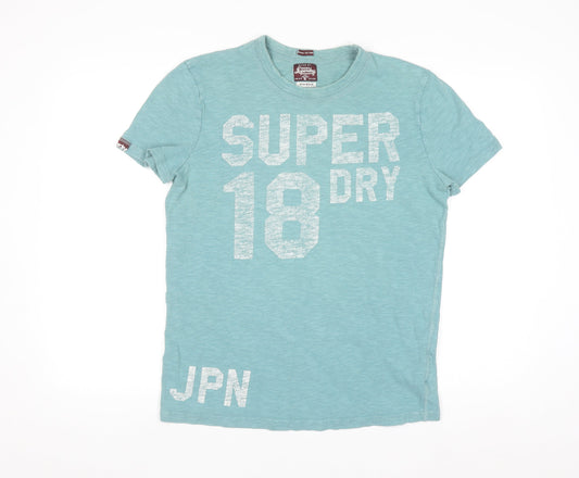 Superdry Men's Green Graphic Print Crew Neck Cotton T-Shirt Size M