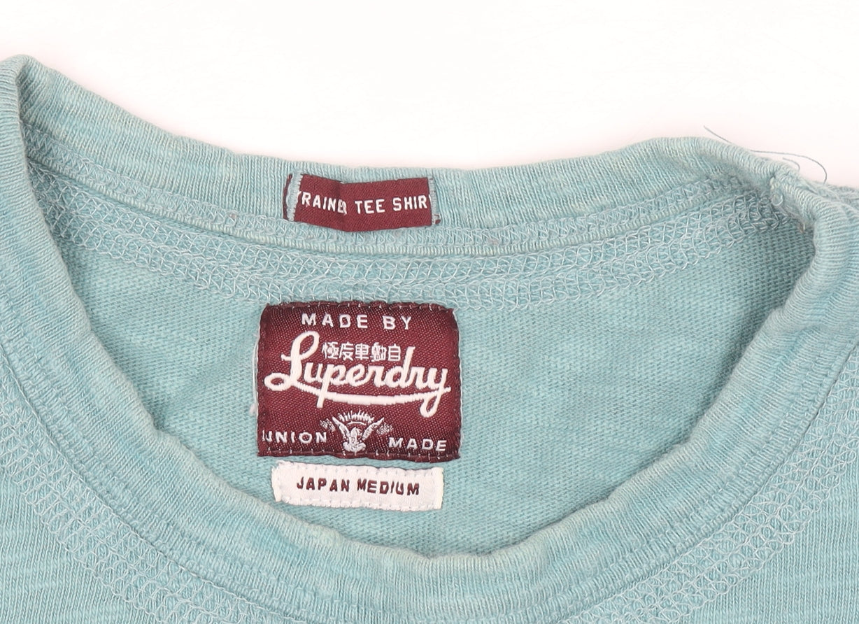 Superdry Men's Green Graphic Print Crew Neck Cotton T-Shirt Size M