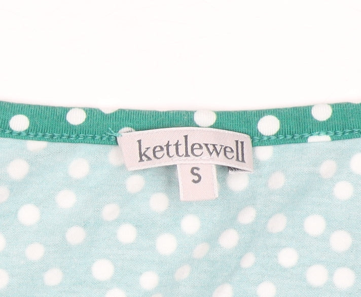 Kettlewell Women's Green Polka Dot 3/4 Sleeve Scoop Neck T-Shirt Size S