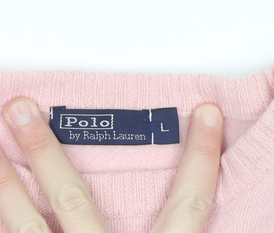 Polo Ralph Lauren Womens Pink Lambswool Crew Neck Jumper L