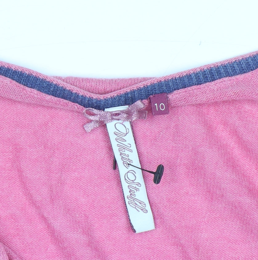 White Stuff Women's Pink V-Neck Button Cardigan Size 10