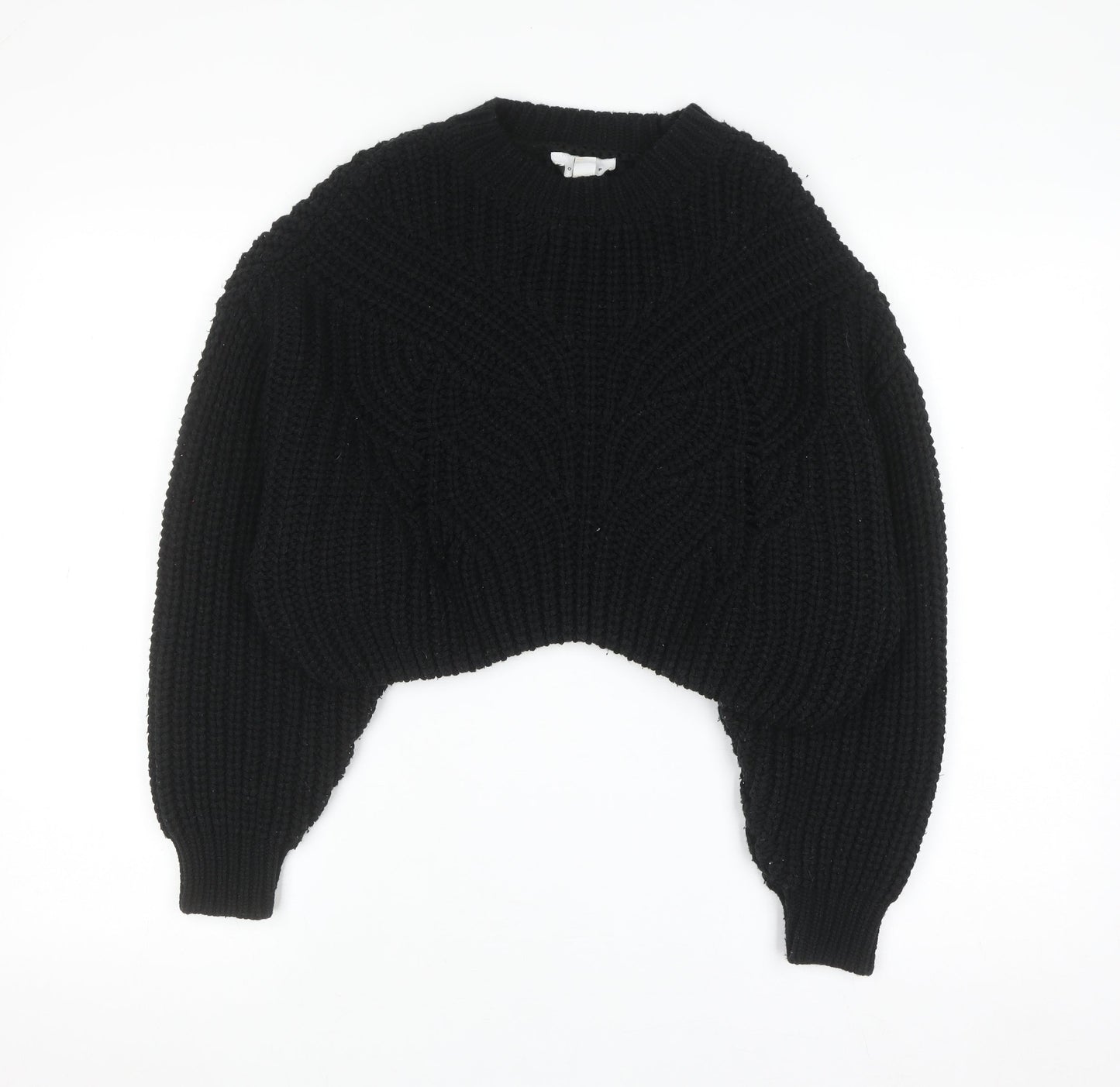 Topshop Women's Black Chunky-Knit Pullover Jumper Size S