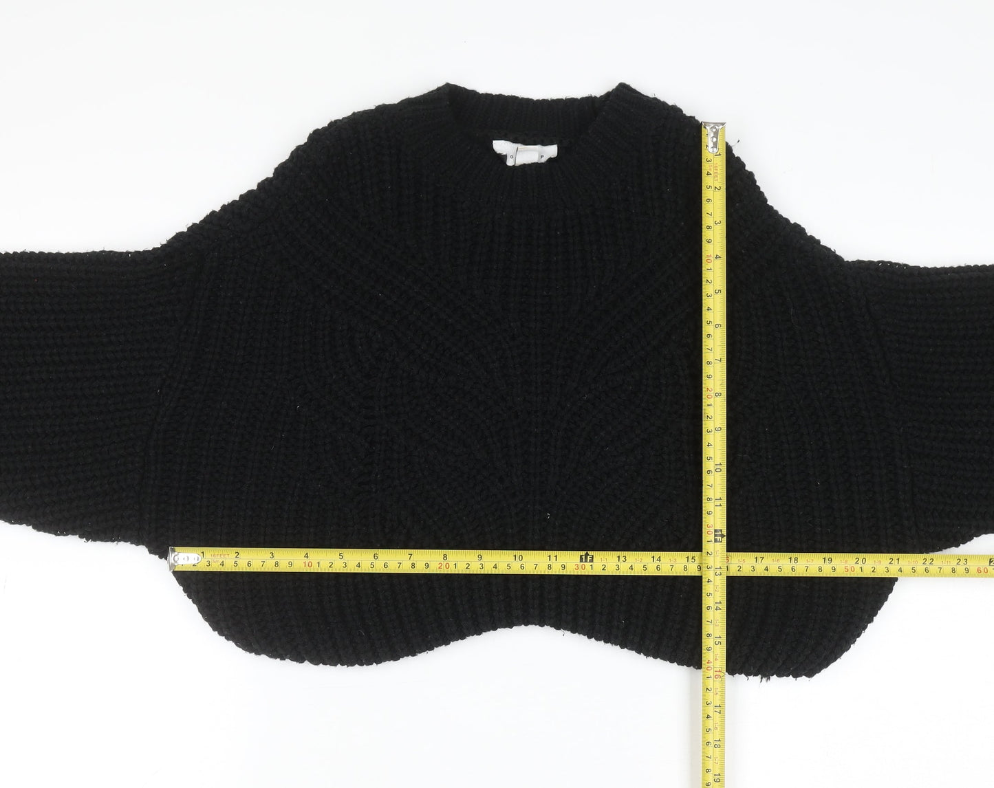 Topshop Women's Black Chunky-Knit Pullover Jumper Size S