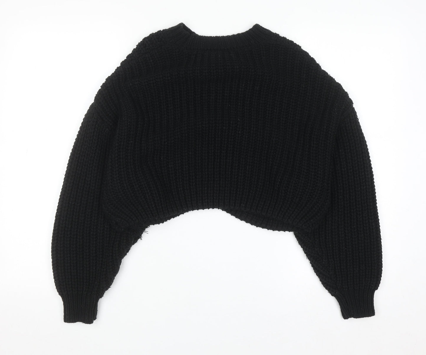 Topshop Women's Black Chunky-Knit Pullover Jumper Size S