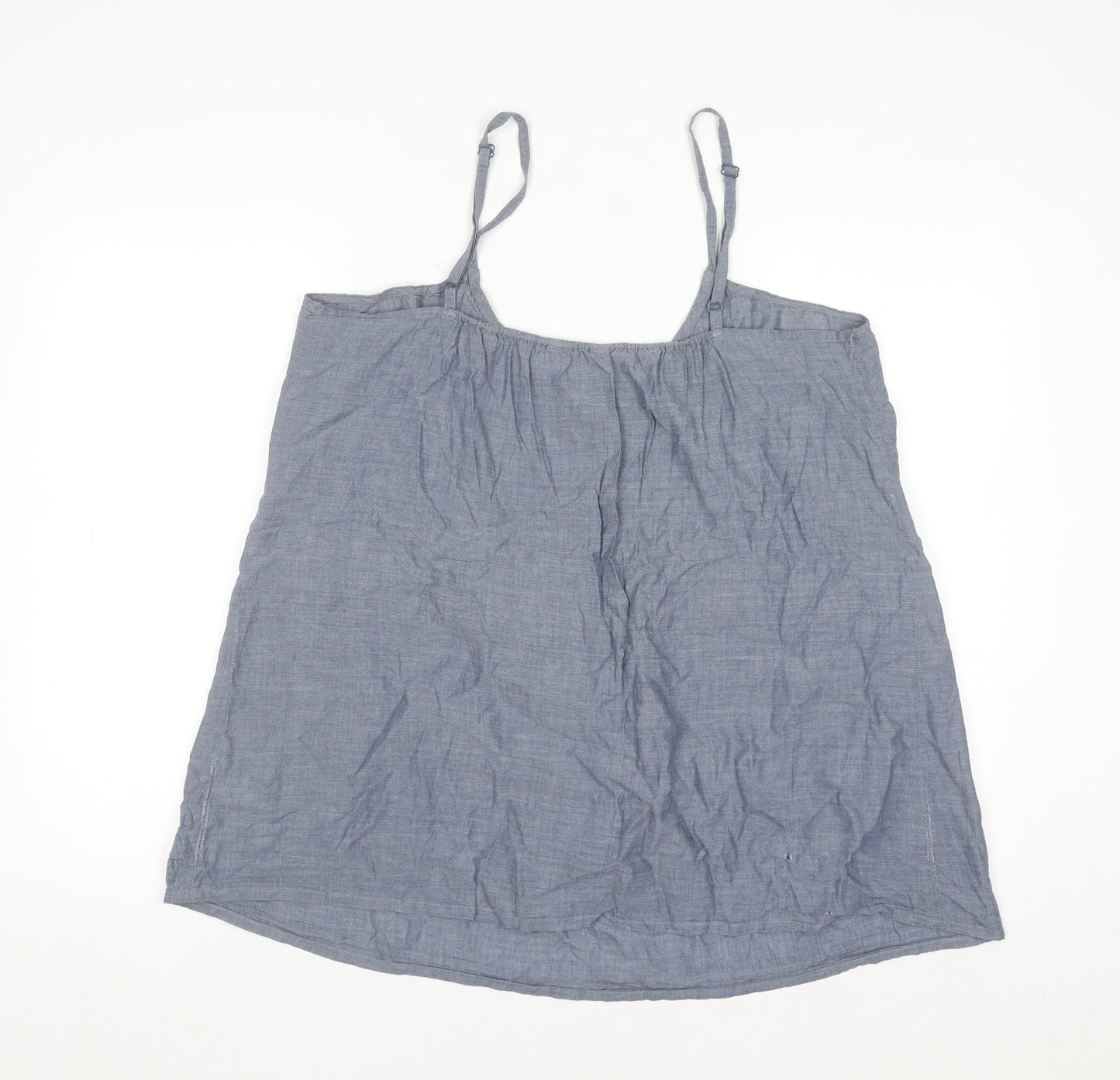 New Look Inspire Blue Cotton Lace V-Neck Camisole Top Size 18