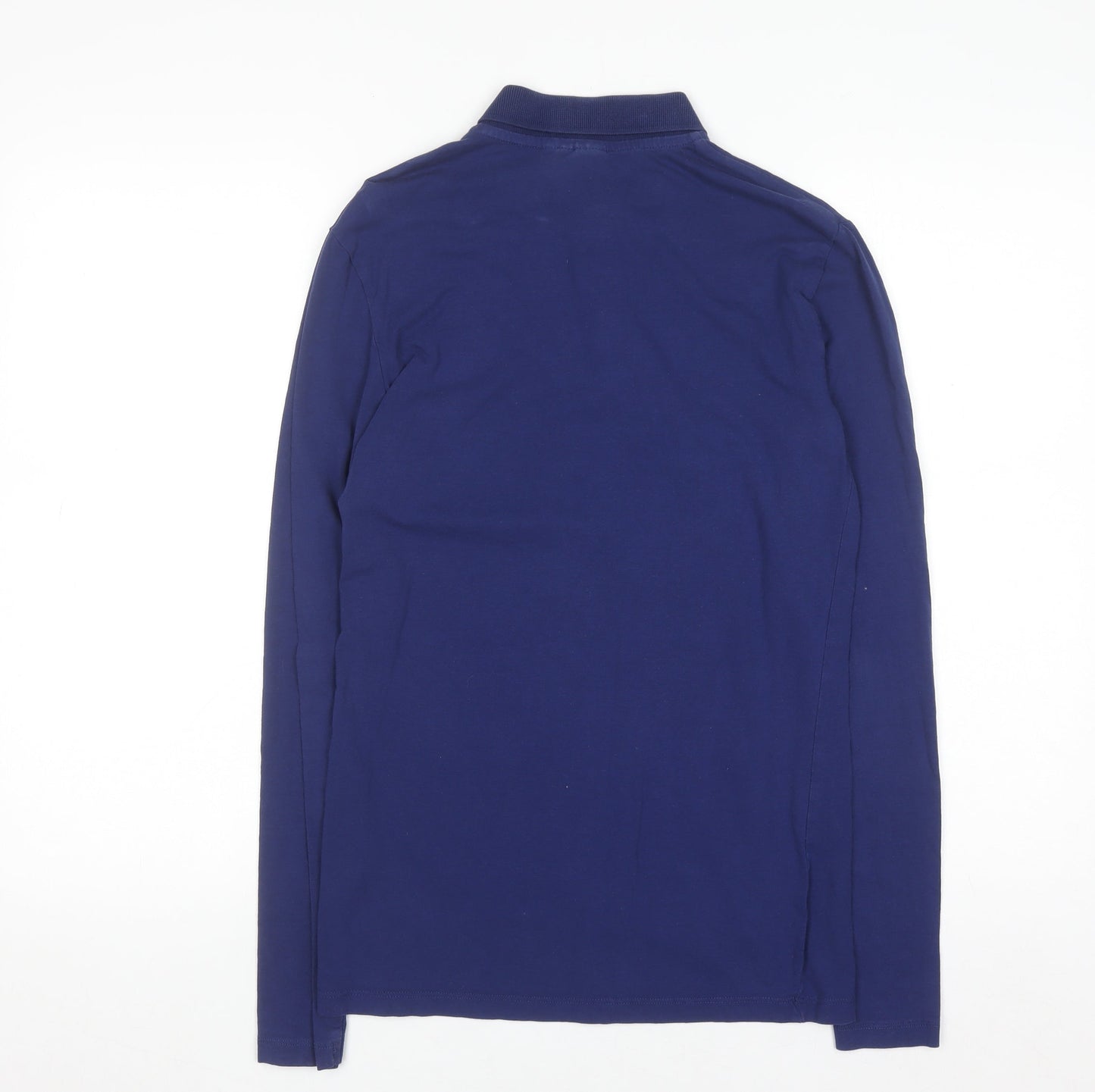 ASOS Men's Blue Long Sleeve Cotton Stretch Polo Shirt Size S