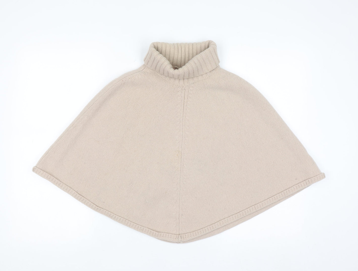 Monsoon Women's Beige Lambswool Roll Neck Cape Jumper S