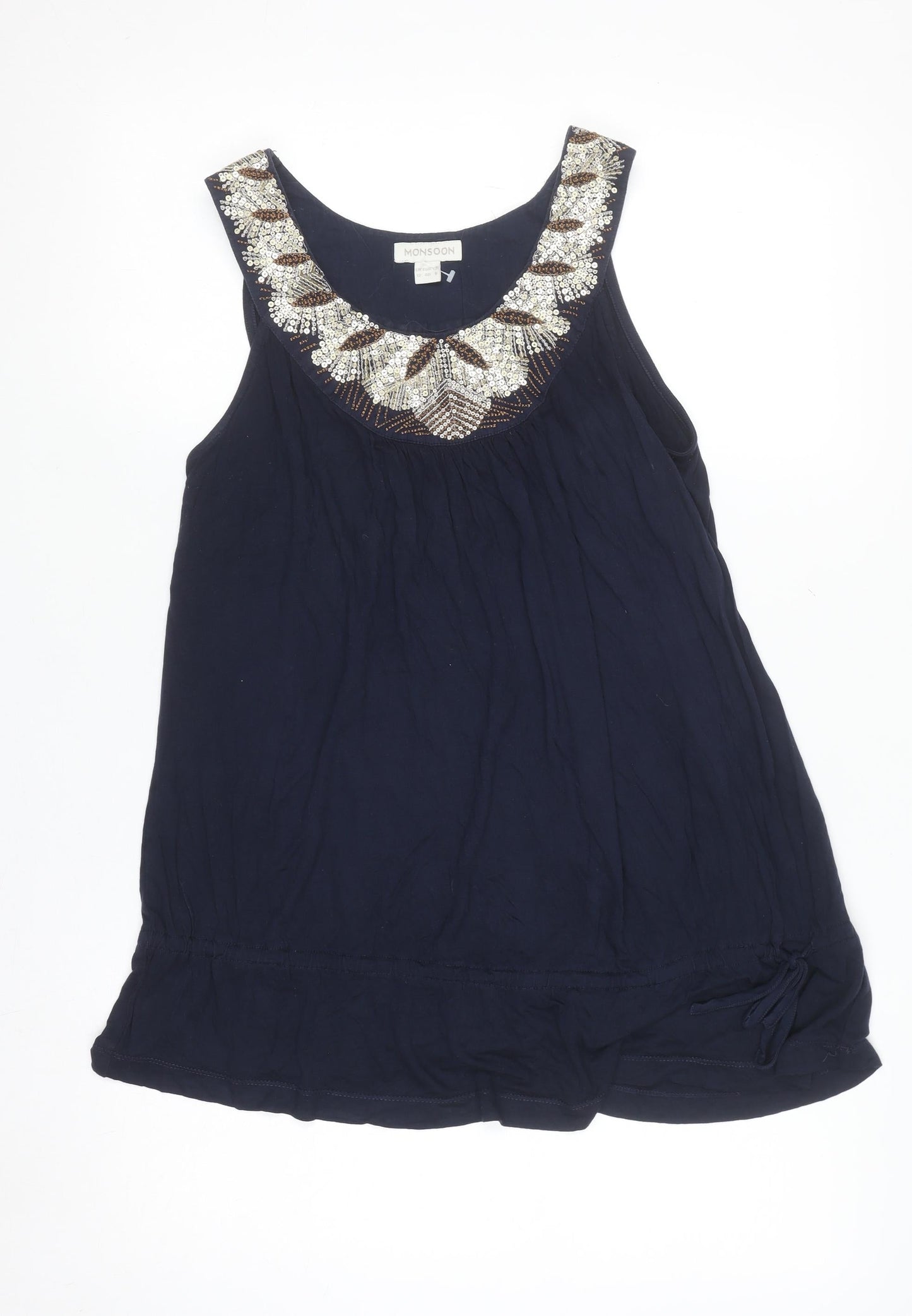 Monsoon Women’s Blue Beaded Tunic Tank Top Size 12