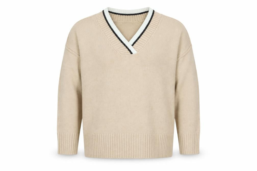 Next Men’s Beige V-Neck Knit Jumper XL Classic Casual Style