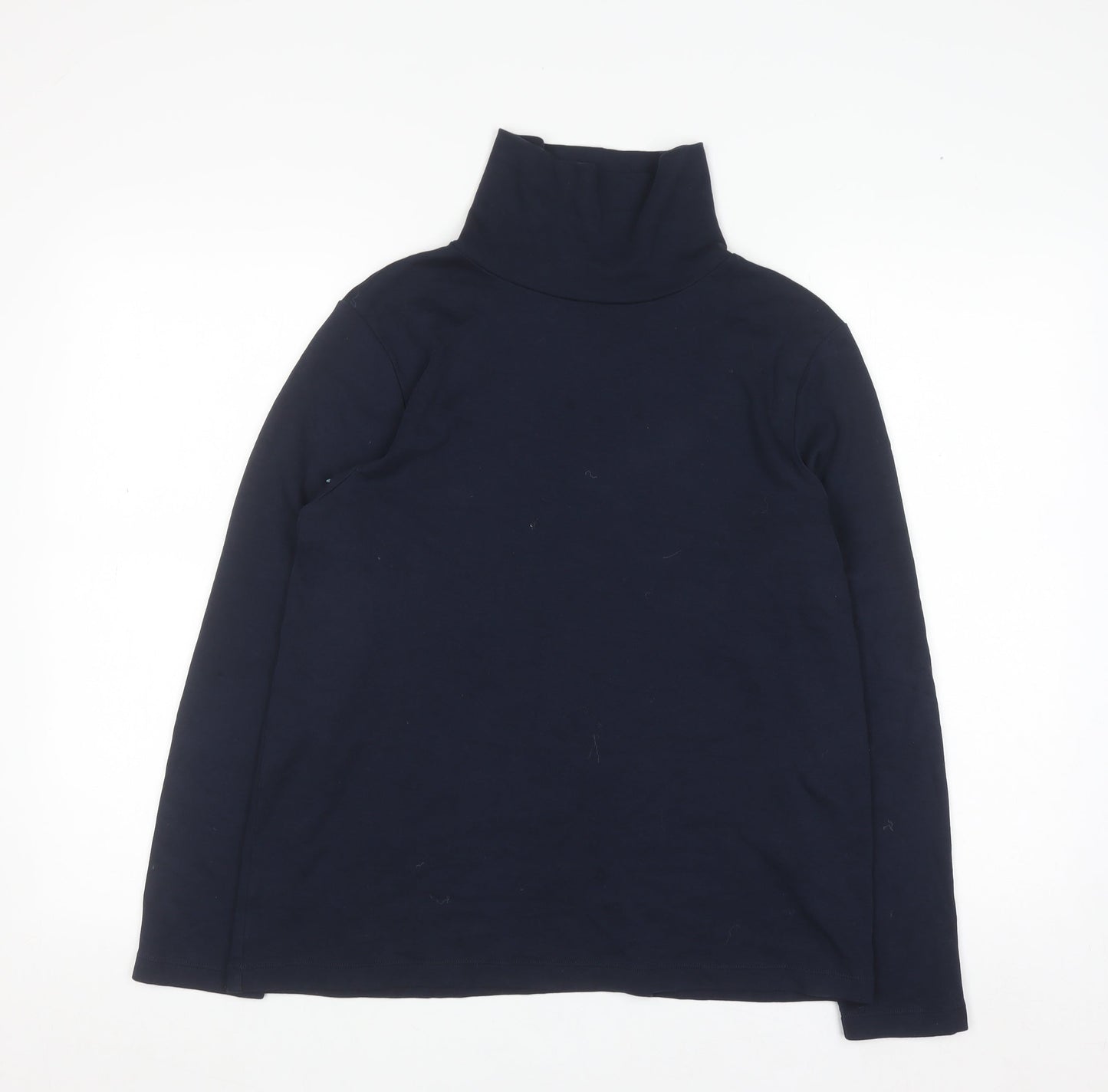 Cotton Traders Women's Navy Blue Roll Neck Long Sleeve Cotton Top Size 16