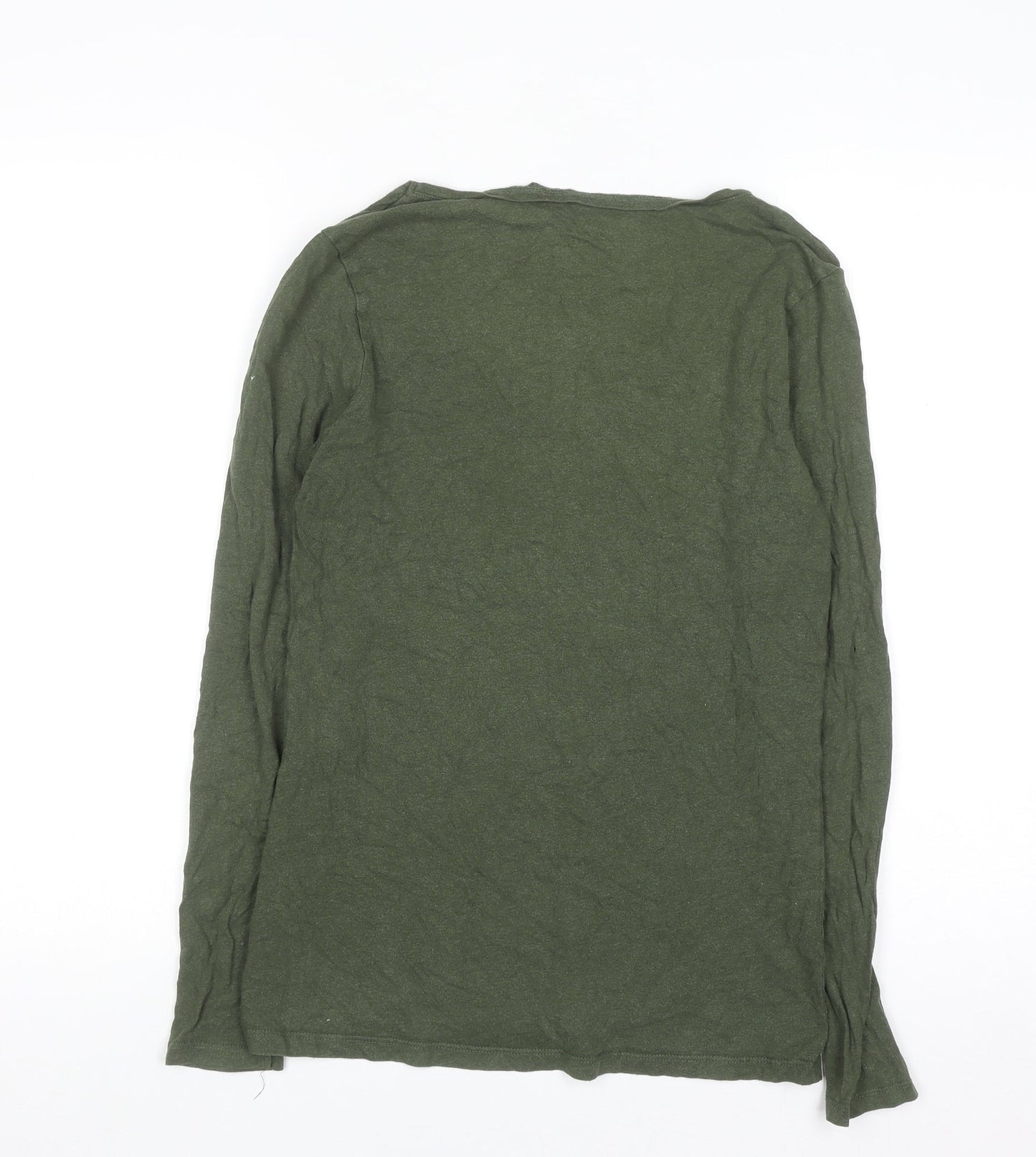 FatFace Women's Green Long Sleeve V-Neck Basic Top Size 12