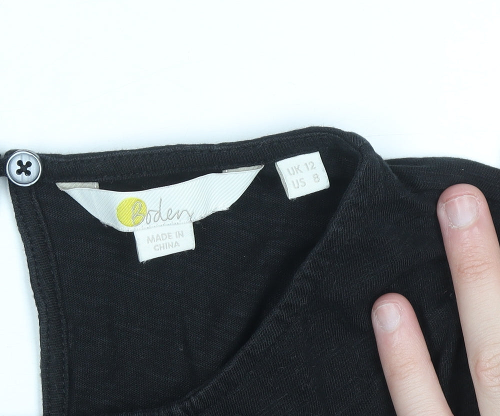 Boden Women's Black 100% Cotton Long Sleeve Blouse UK 12