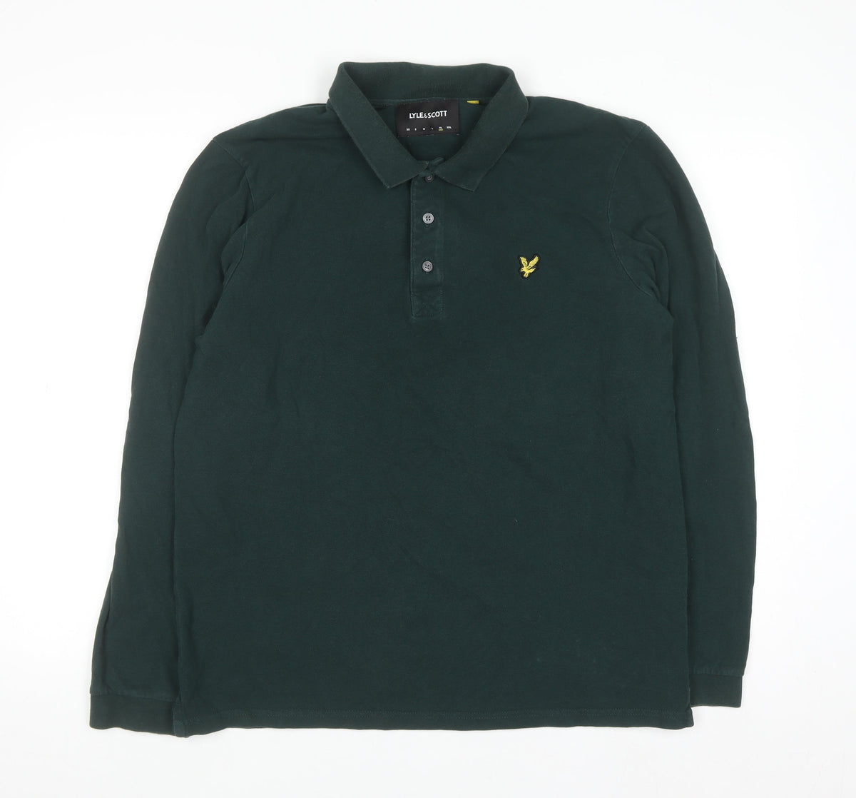 Lyle & Scott Men's Green Long Sleeve Cotton Polo Shirt XL