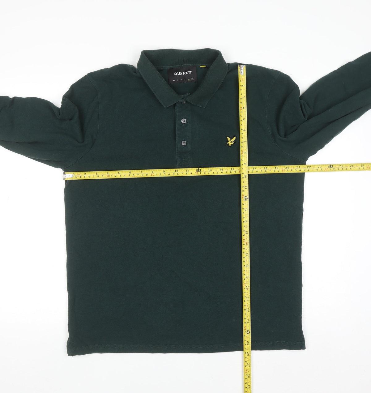 Lyle & Scott Men's Green Long Sleeve Cotton Polo Shirt XL