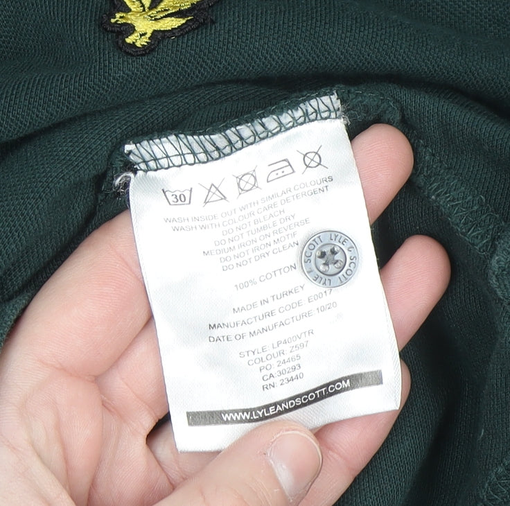 Lyle & Scott Men's Green Long Sleeve Cotton Polo Shirt XL