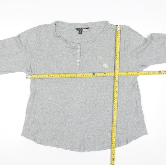 Ralph Lauren Women’s Grey Long Sleeve Henley Jersey Top Size XL