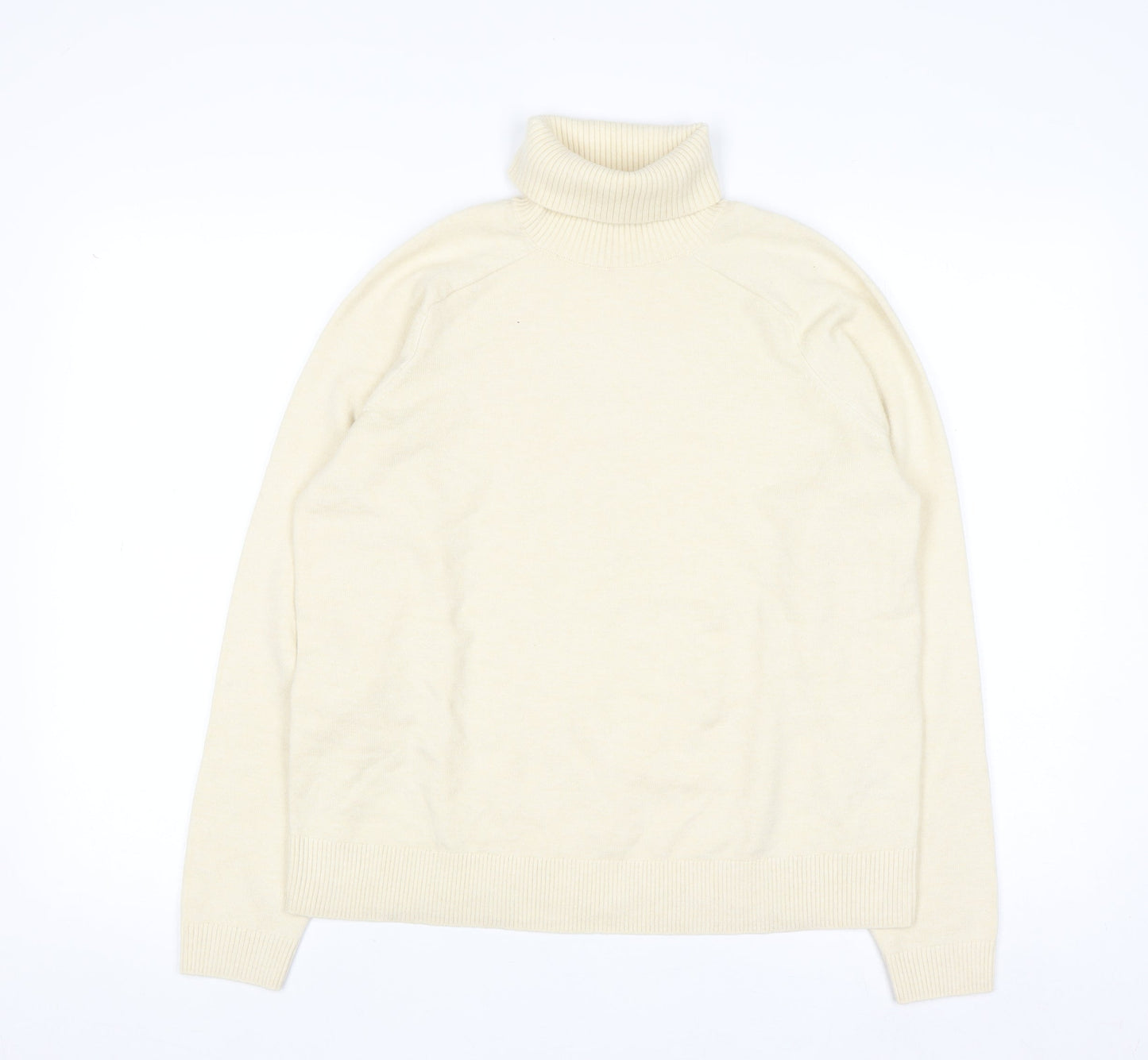 Marks and Spencer Women Ivory Roll Neck Wool Blend Jumper M