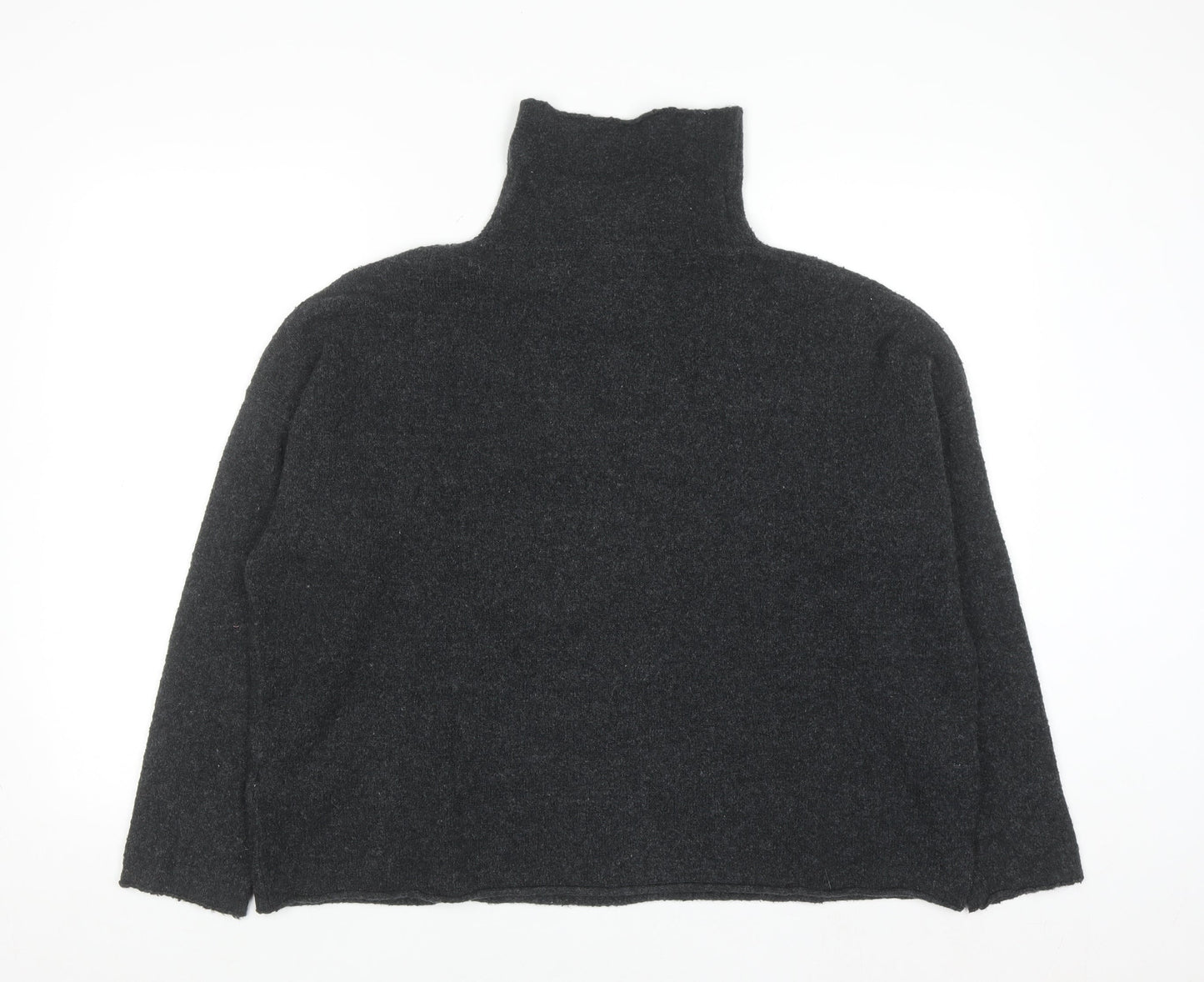 French Connection Men's Black Wool Blend Roll Neck Jumper Size M