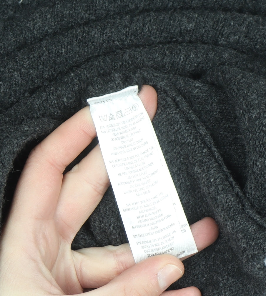 French Connection Men's Black Wool Blend Roll Neck Jumper Size M