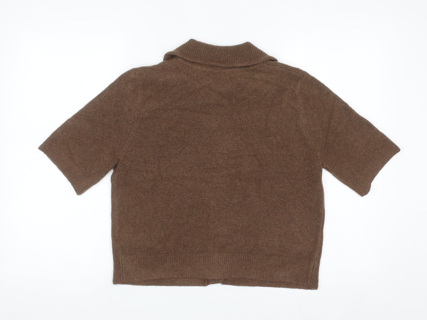 Marks and Spencer Women Brown Short Sleeve Button Cardigan Size S