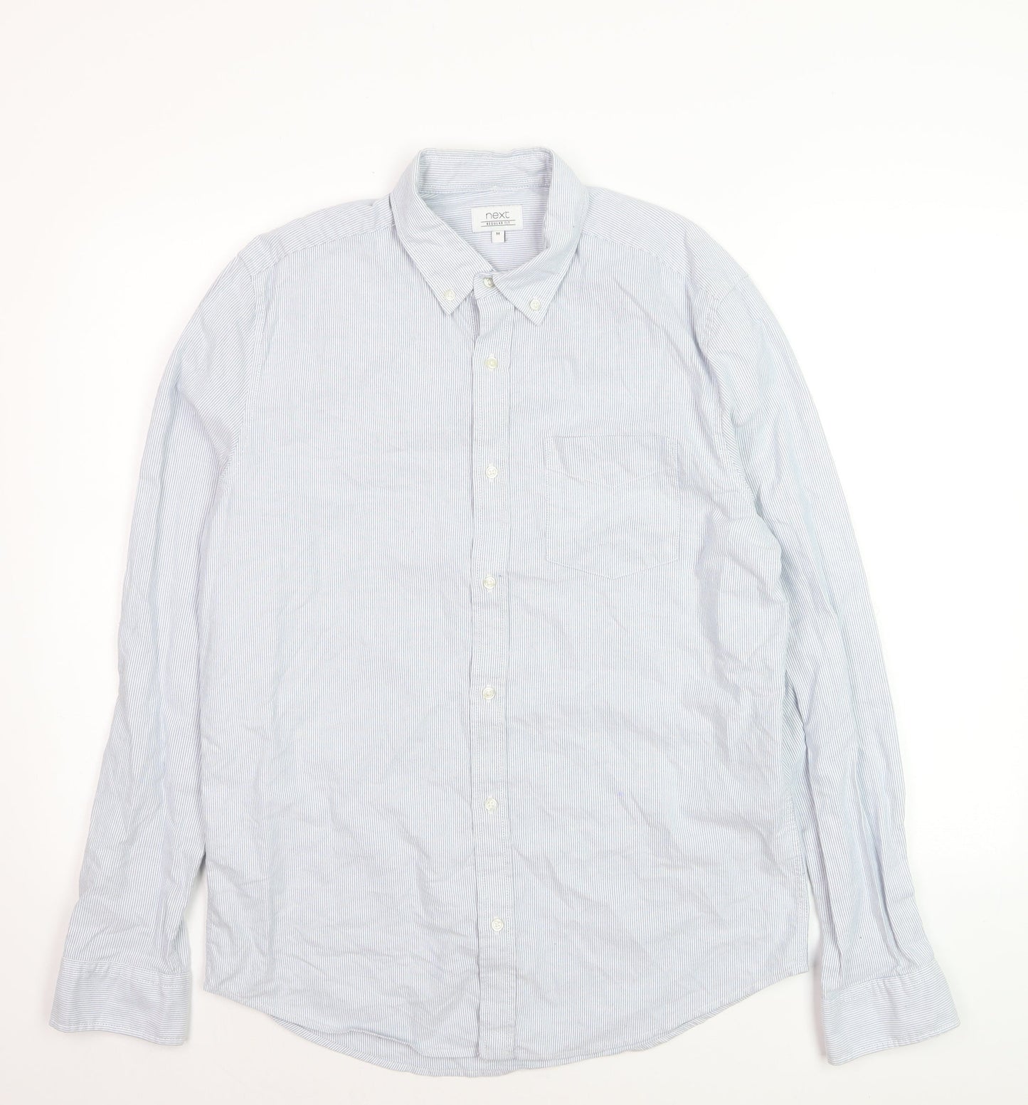 Next Men's Blue Regular Fit Button-Down Cotton Dress Shirt Medium
