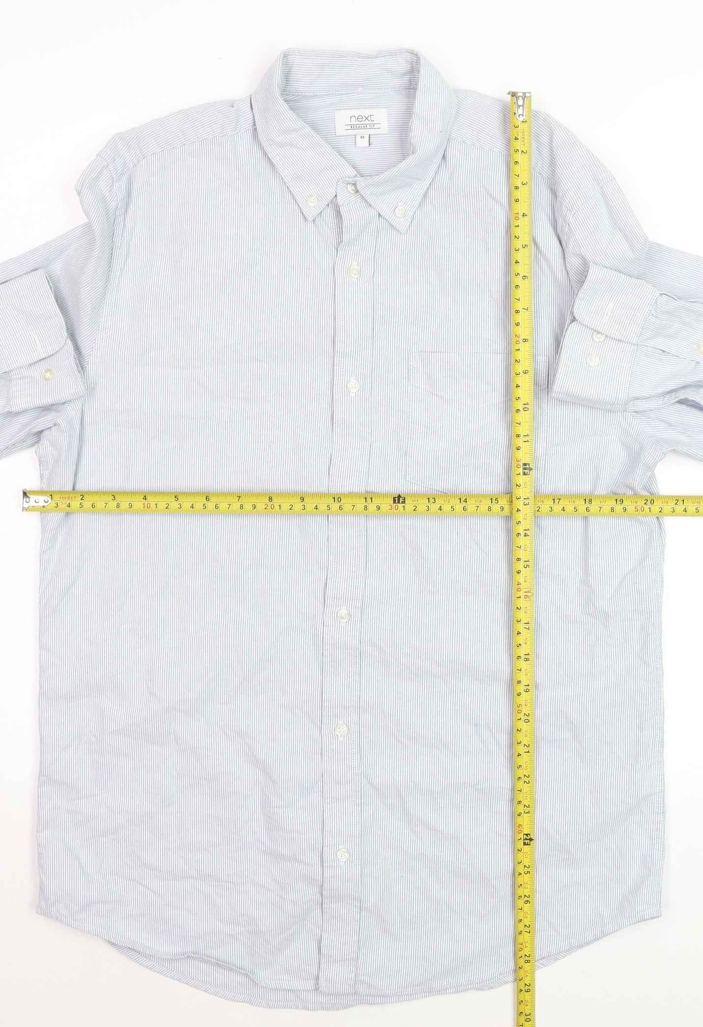 Next Men's Blue Regular Fit Button-Down Cotton Dress Shirt Medium
