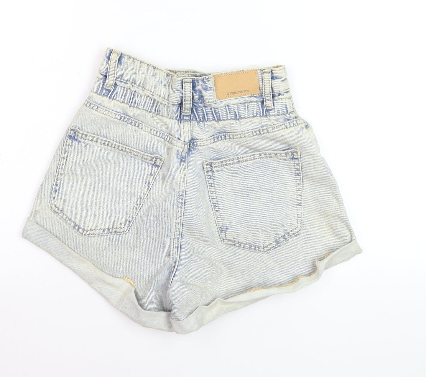 Stradivarius Women's Blue High Rise Mom Denim Shorts UK 4