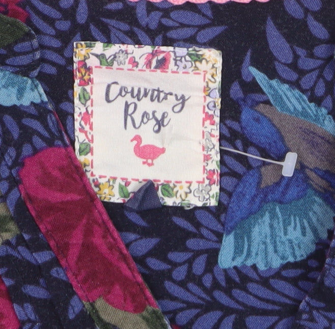 Country Rose Women's Blue Floral Long Sleeve Viscose Blouse Size S