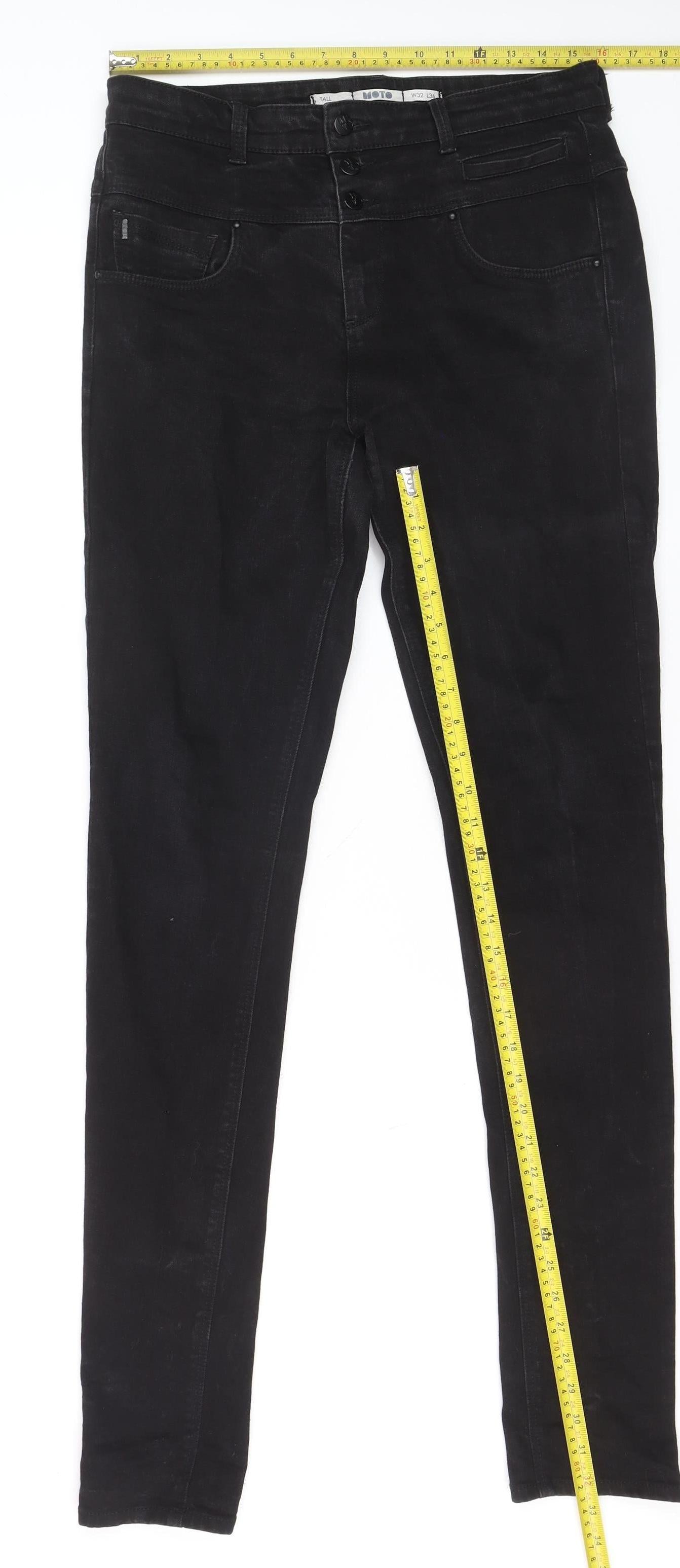 Moto Womens Black Tall Skinny Jeans Size 16 Long 32W 36L Cotton Stretch