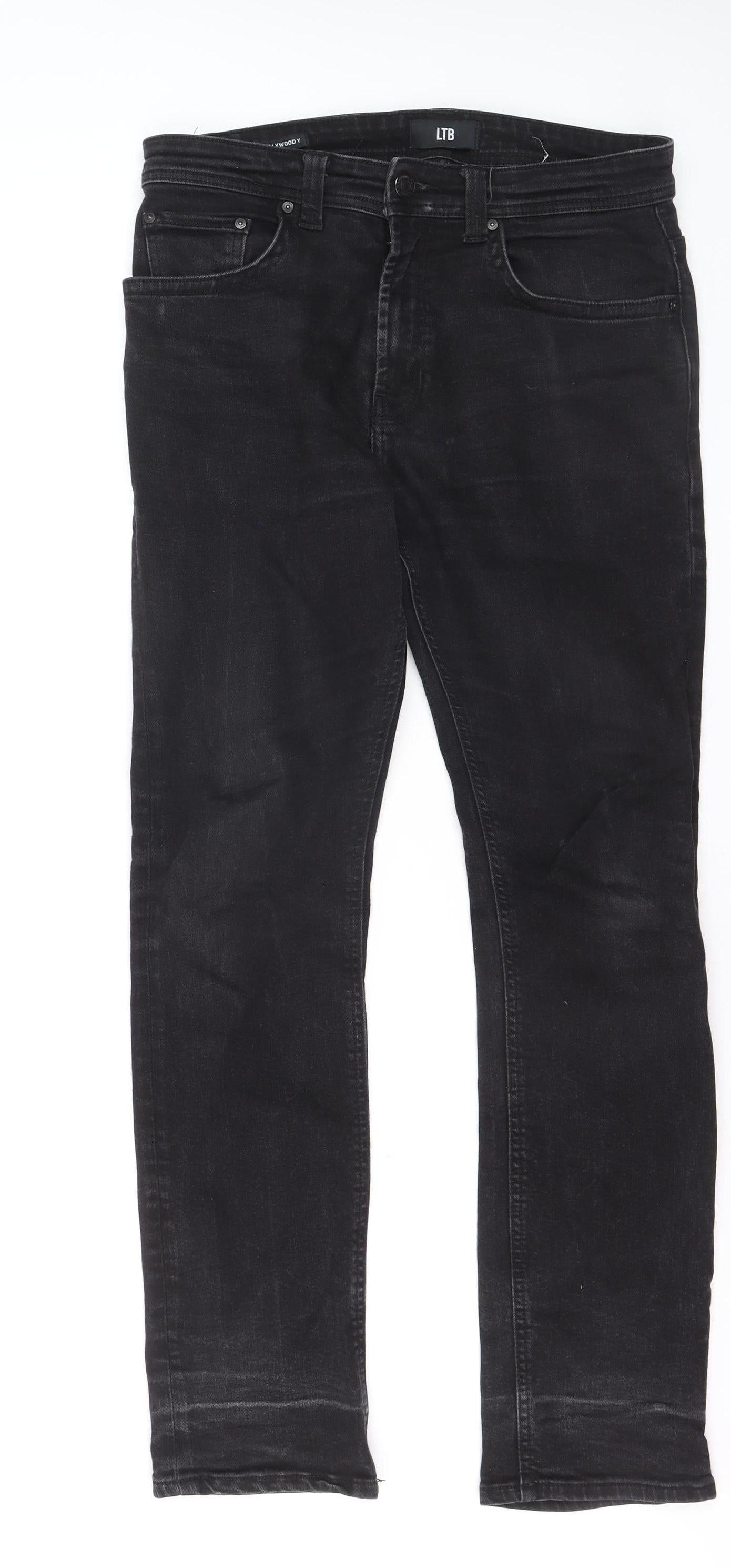 LTB Mens Black Slim Straight Jeans W34 L32 Stretch Denim