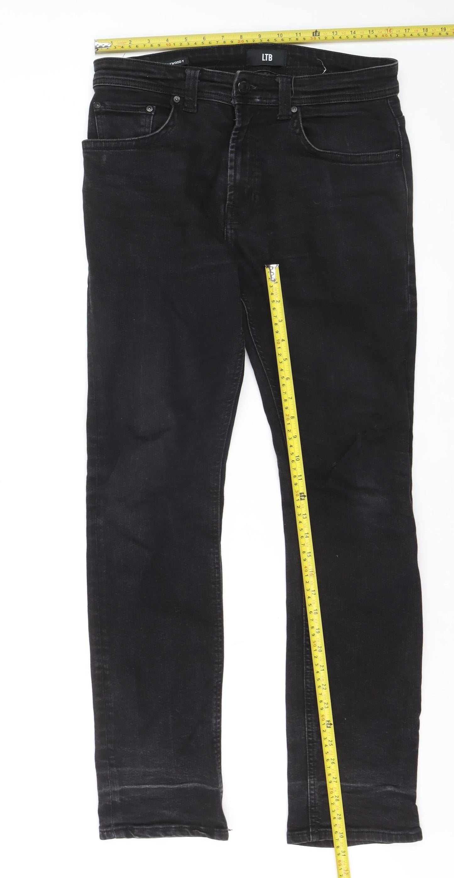 LTB Mens Black Slim Straight Jeans W34 L32 Stretch Denim
