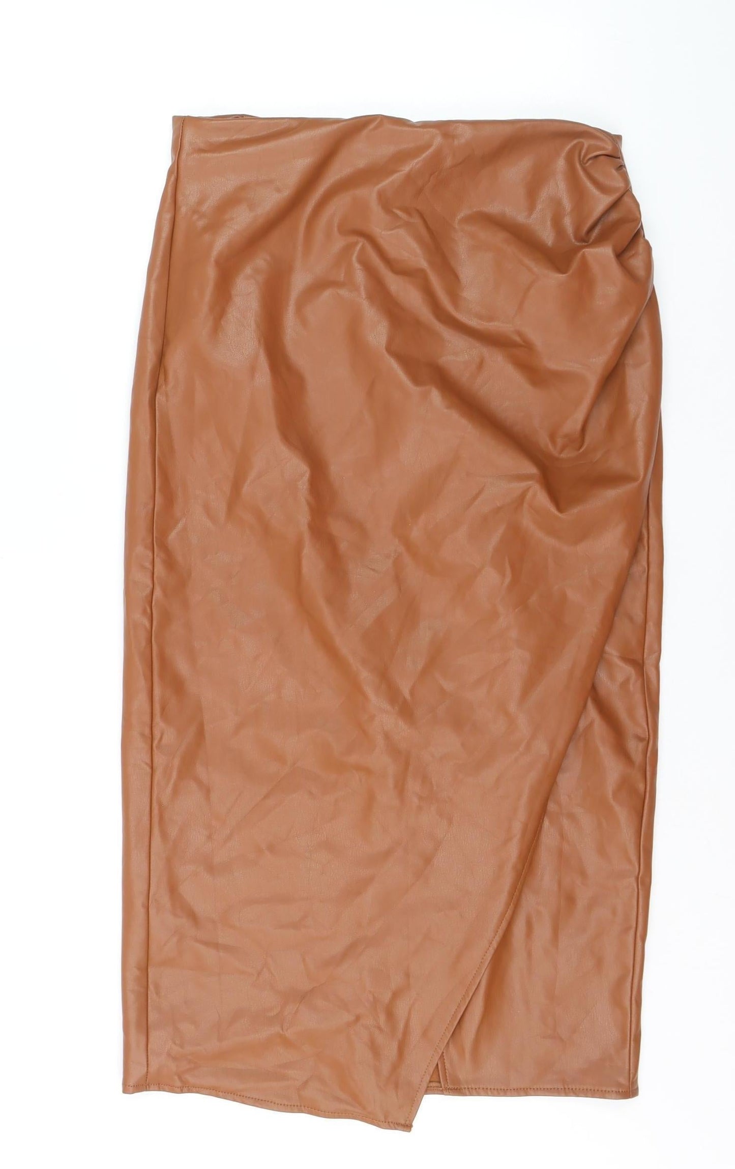 FW Bridge Women’s Brown Faux Leather Midi Pencil Skirt Size 12