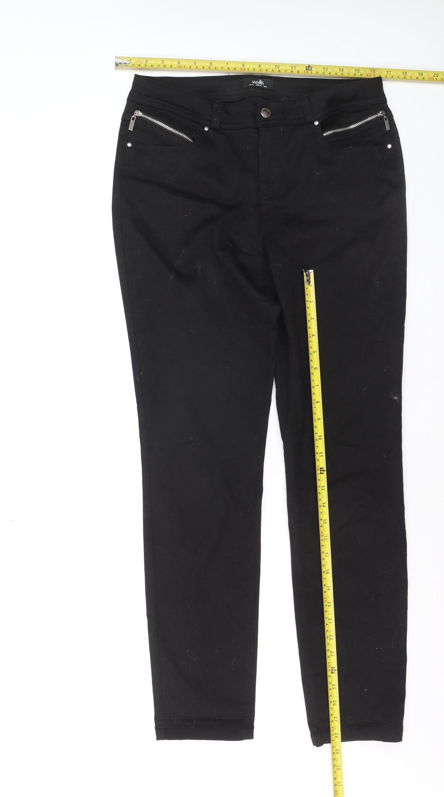 Wallis Women Black Size 12 Skinny Stretch Zip Jeans