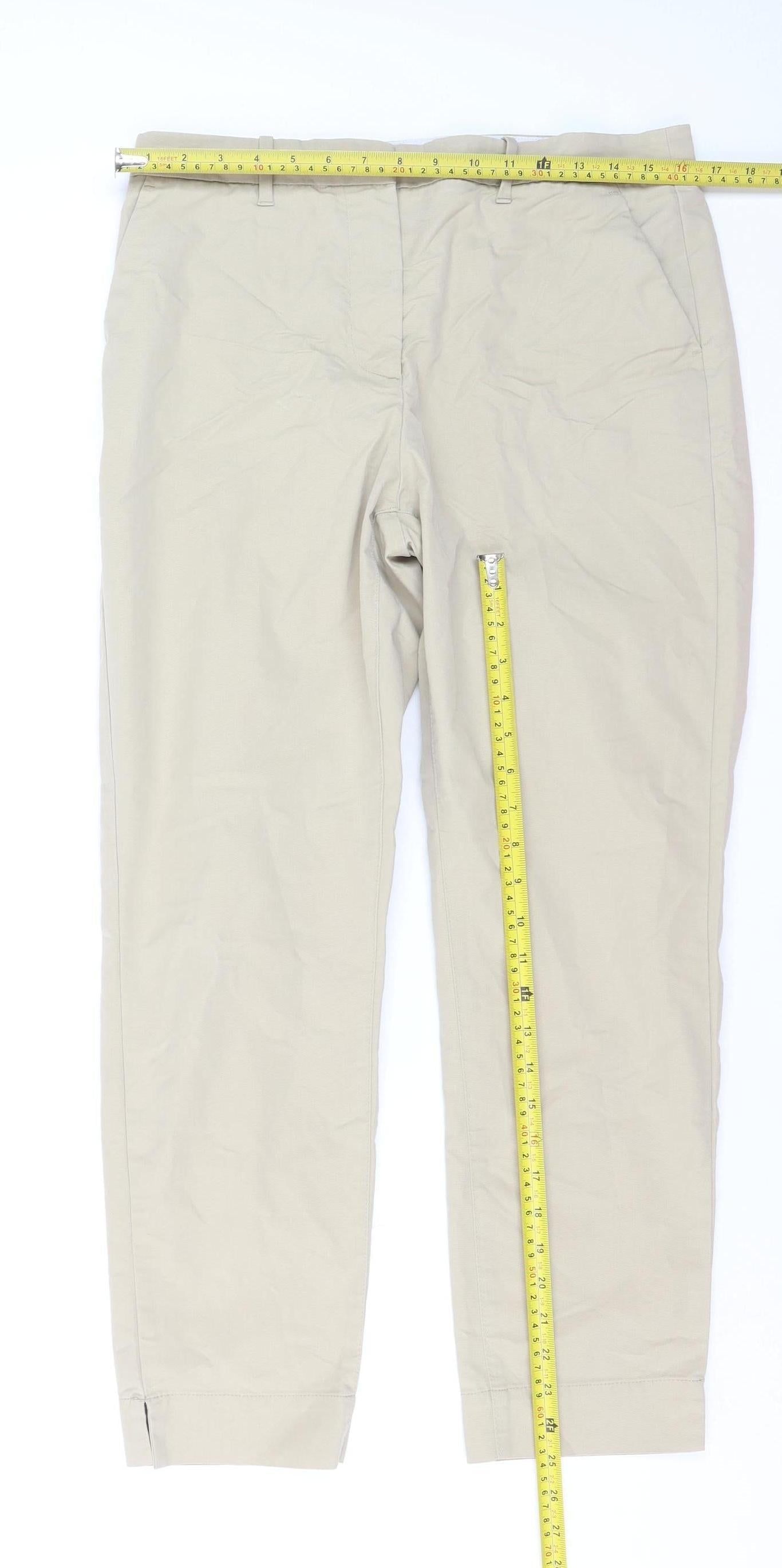 Marks and Spencer Womens Beige Chino Trousers Size 12 Regular