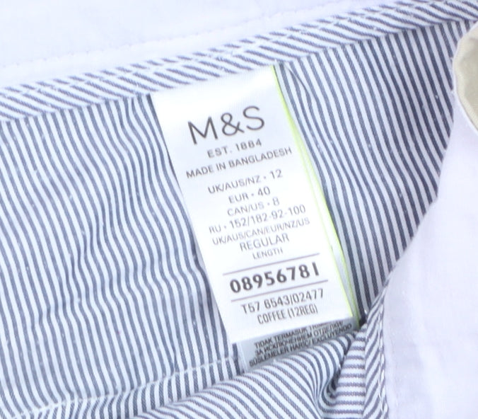 Marks and Spencer Womens Beige Chino Trousers Size 12 Regular