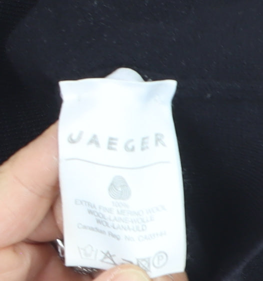 Jaeger Women's Black Roll Neck Merino Wool Jumper Size 12