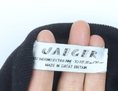 Jaeger Women's Black Roll Neck Merino Wool Jumper Size 12
