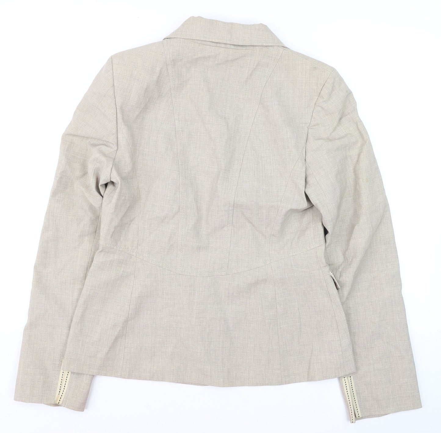 Coast Women Beige Linen Blend Single-Breasted Blazer Size 14