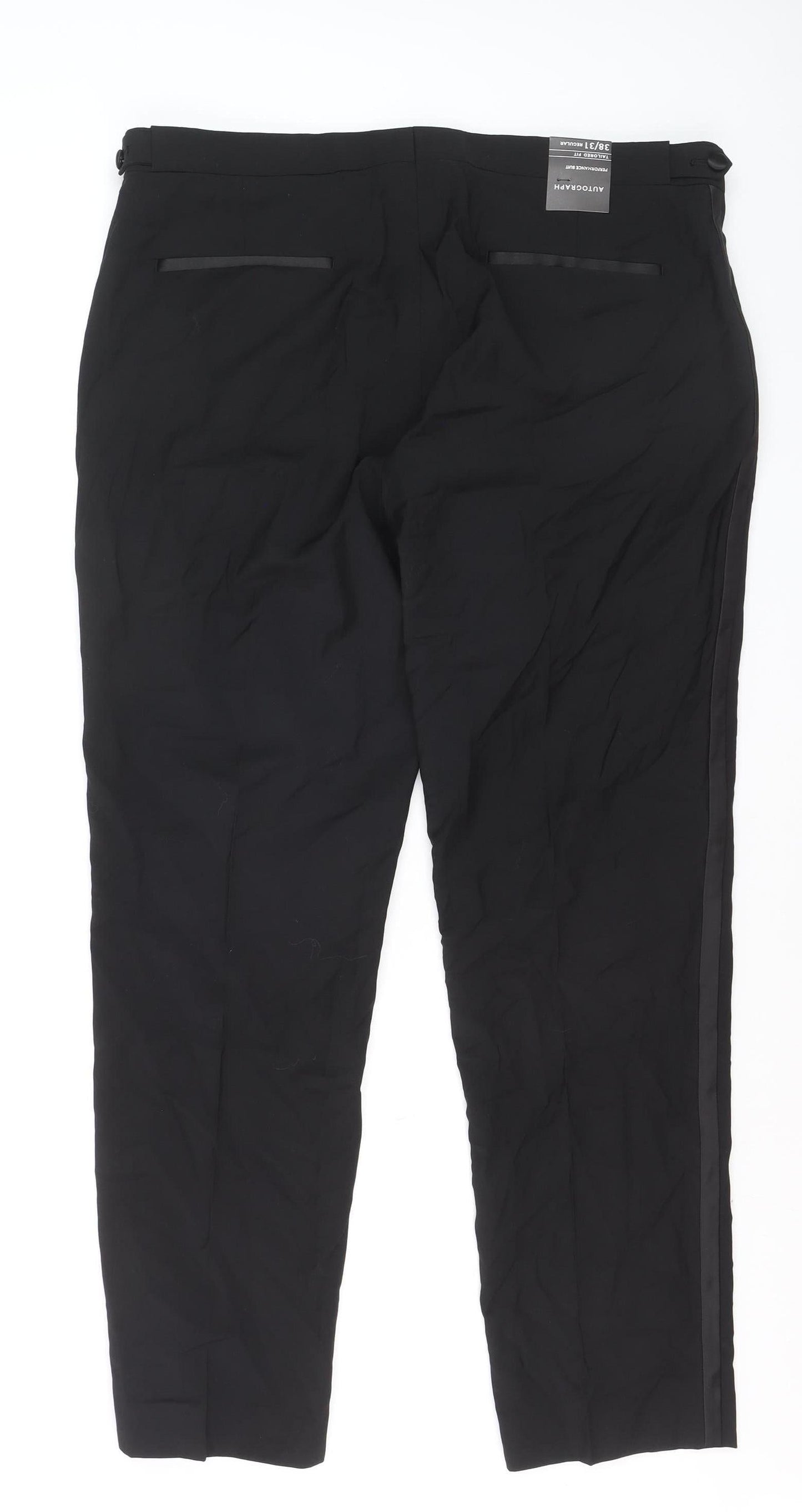 Marks and Spencer Autograph Black Wool Blend Tailored Women's Trousers 38in Waist