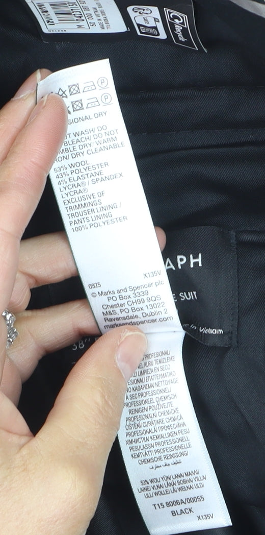 Marks and Spencer Autograph Black Wool Blend Tailored Women's Trousers 38in Waist