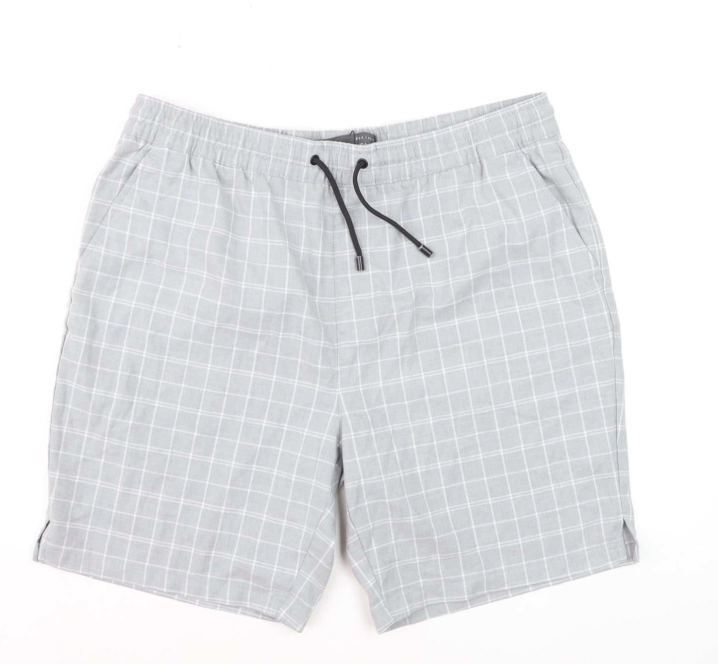 Denim Co. Men Grey Check Bermuda Shorts XL Cotton Casual