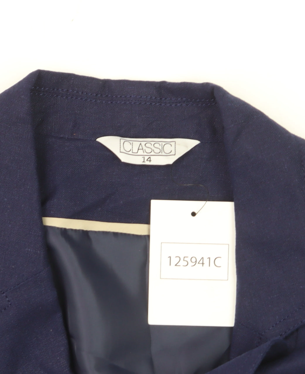 Classic Women's Blue Linen Blend Single-Breasted Blazer UK 14