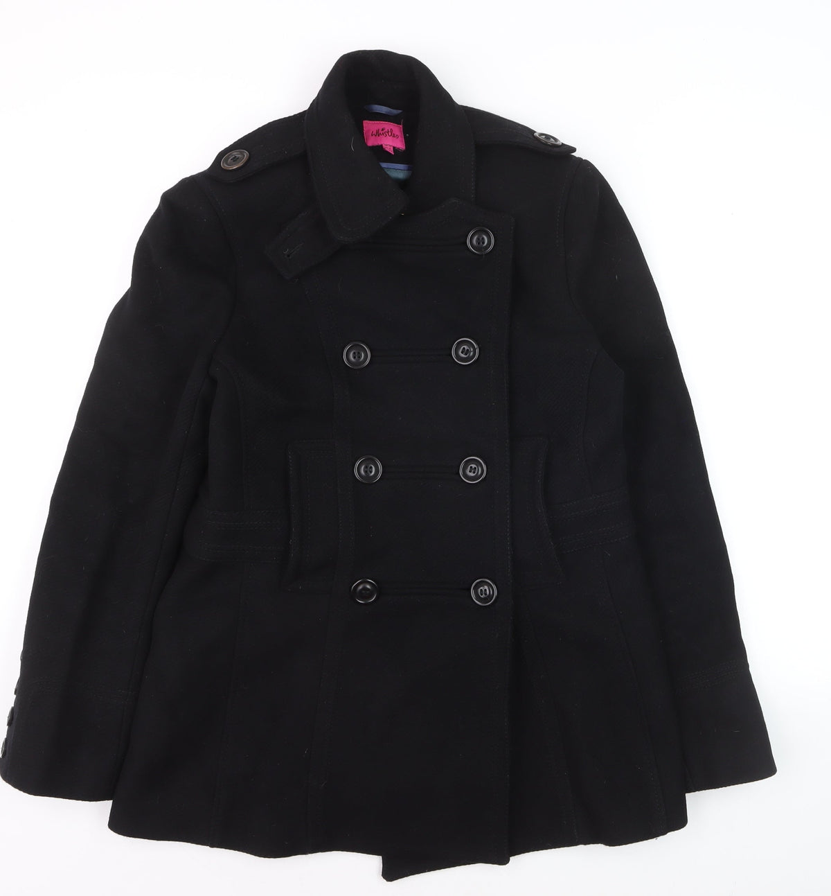 Whistles Women's Black Wool Pea Coat Size 14