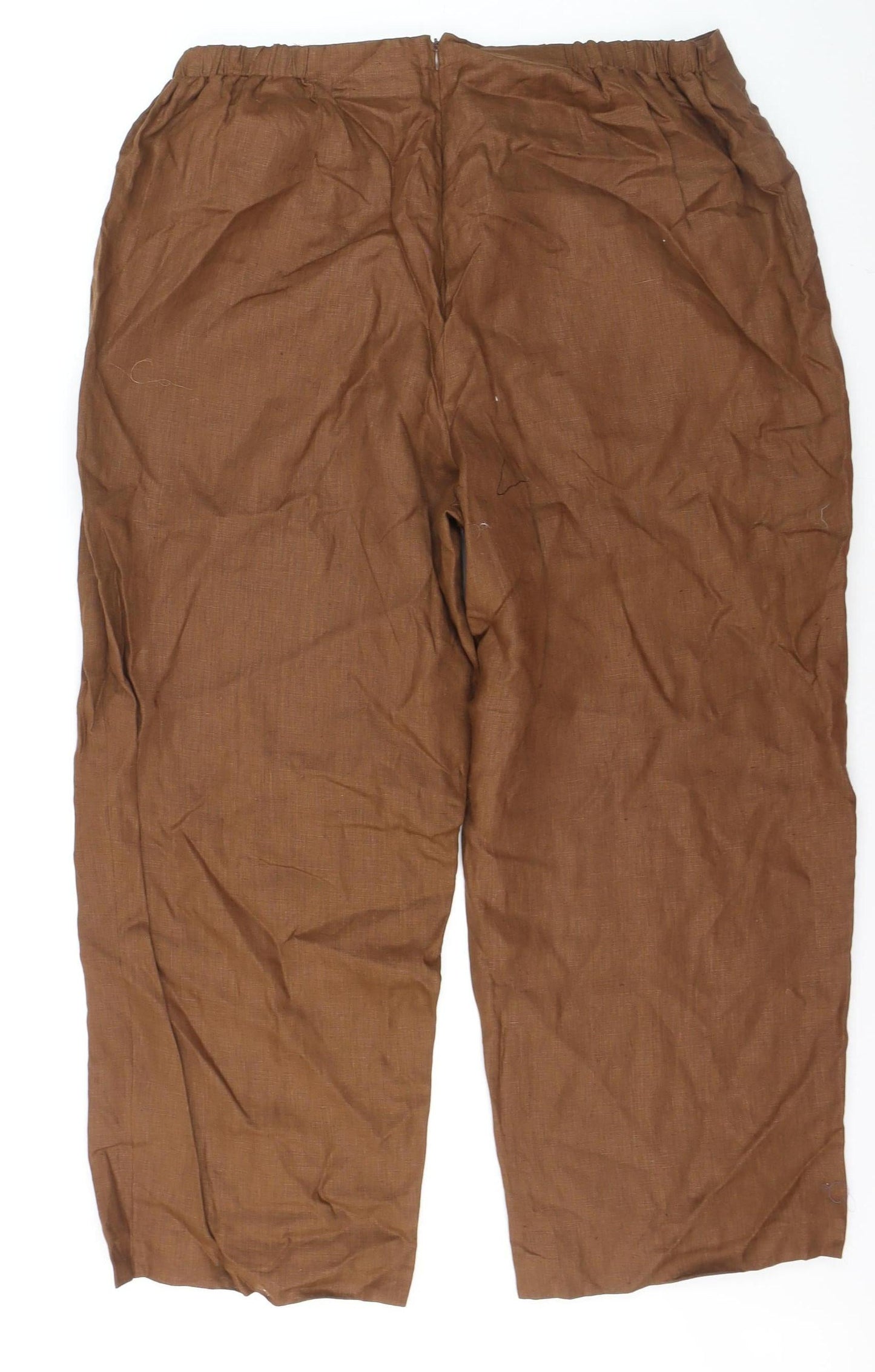 Nikki Valenti Women Brown Linen Trousers Size 20 Straight Fit